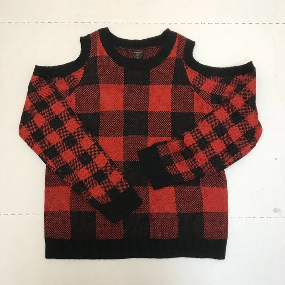 madison lily Sweaters - Plaid punk goth sweater xl cut out shoulders